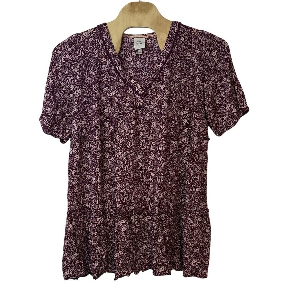 Knox Rose Women’s Short Sleeve‎ V-Neck Floral Shift Dress Size XXL Ruffle Boho